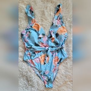 Cupshe Eden Floral Belted Swimsuit